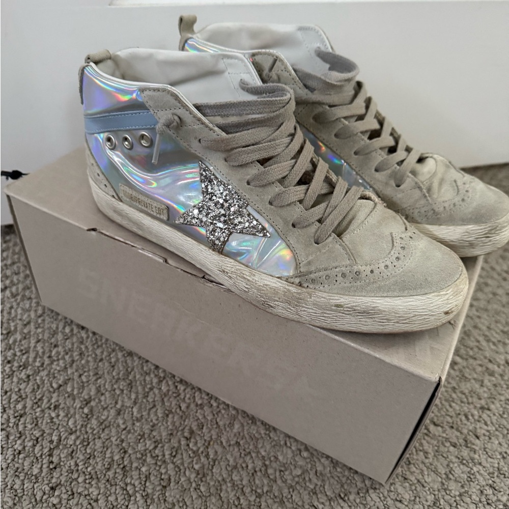 Golden Goose Silver Mid Star Sneakers 39